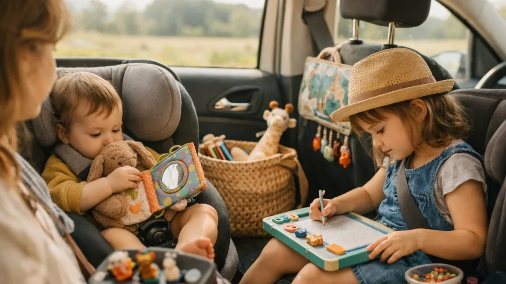 Trajet en voiture avec enfant pour occuper bebe en voiture