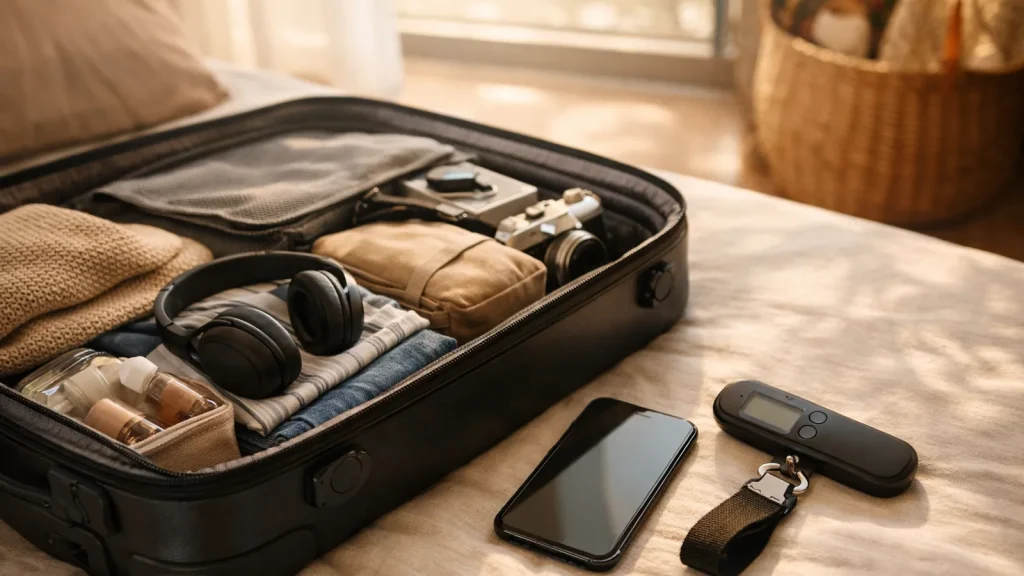 Valise ouverte avant un court voyage pour comment peser sa valise sans balance ?application pour peser les bagages poids moyen valise pleine